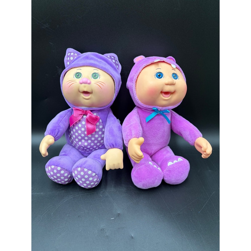 Cabbage Patch Kids Cuties Plush Doll Set Purple Cat and Hippo 9 Inch 2 Pack